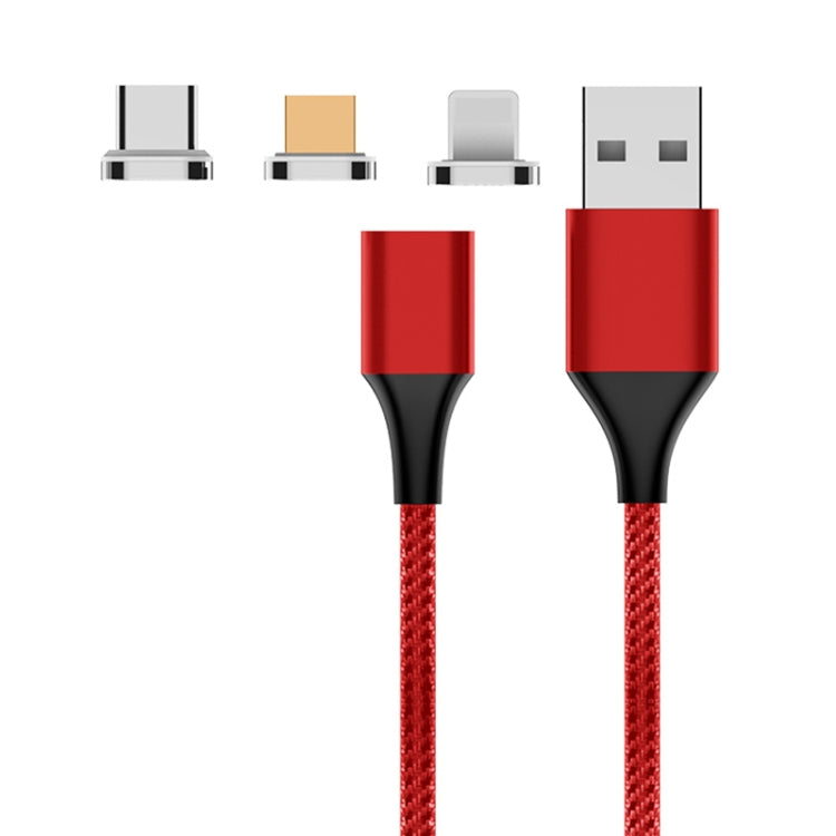 M11 3合一 5A USB轉8 Pin+Micro USB+Type-C 尼龍編織磁吸數據線，線長：2m
