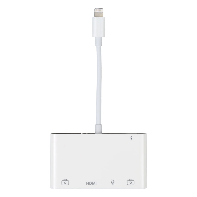 4合一 8 Pin轉雙USB+3.5mm AUX+HDMI OTG数字音頻適配器
