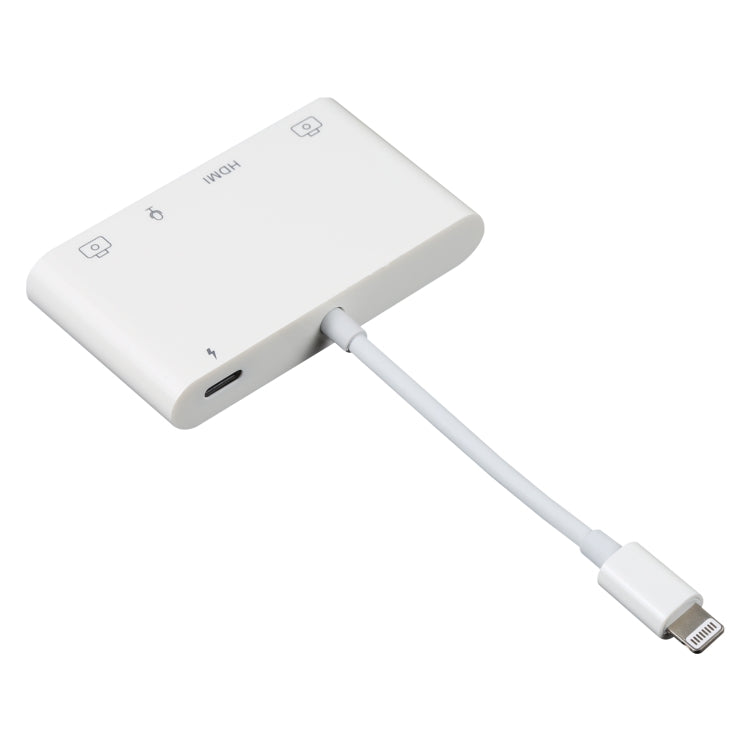 4合一 8 Pin轉雙USB+3.5mm AUX+HDMI OTG数字音頻適配器