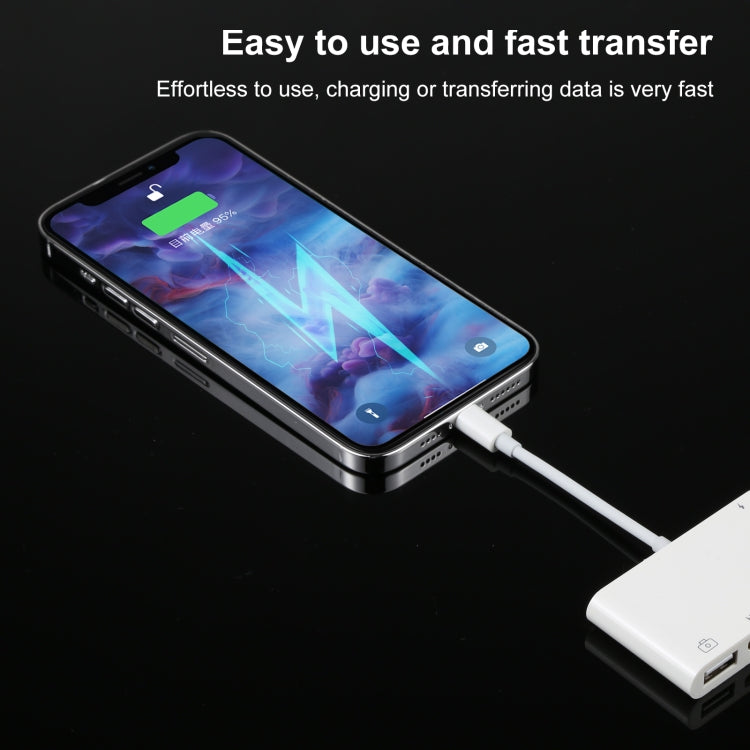 4合一 8 Pin轉雙USB+3.5mm AUX+HDMI OTG数字音頻適配器