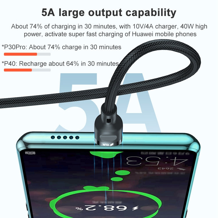 ADC-66 5A 66W USB轉8 Pin+Micro USB+Type-C 一拖三快充編織數據線，線長：1.2m