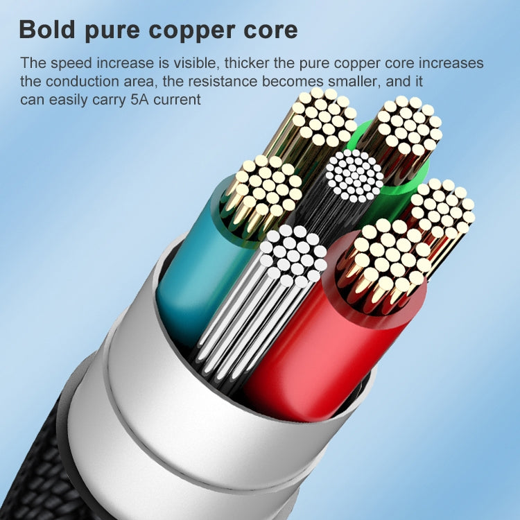 ADC-66 5A 66W USB轉8 Pin+Micro USB+Type-C 一拖三快充編織數據線，線長：1.2m