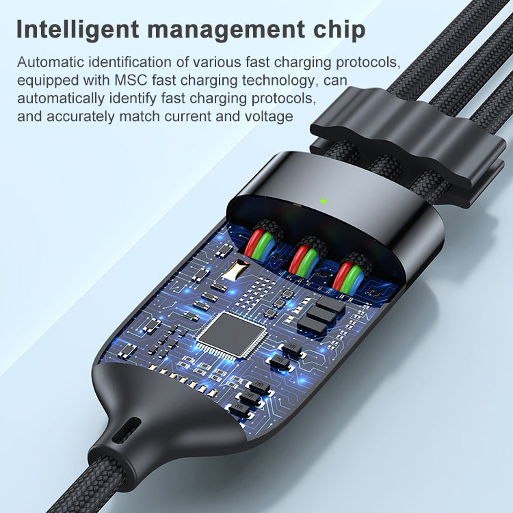 ADC-66 5A 66W USB轉8 Pin+Micro USB+Type-C 一拖三快充編織數據線，線長：1.2m