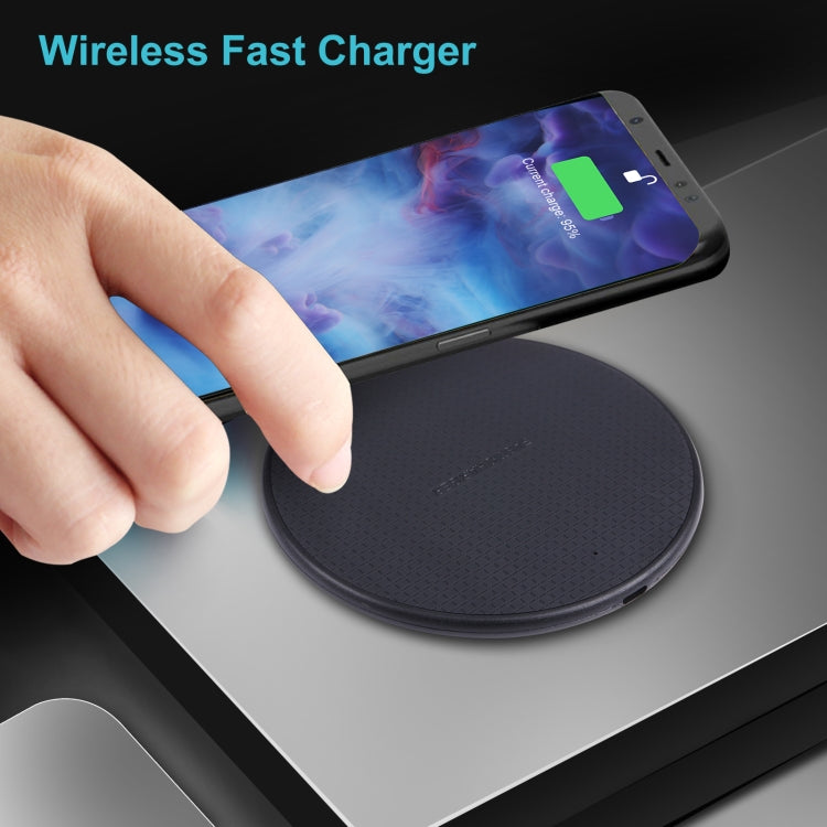 10W QI 格子圖案圓形塑料款無線充電器