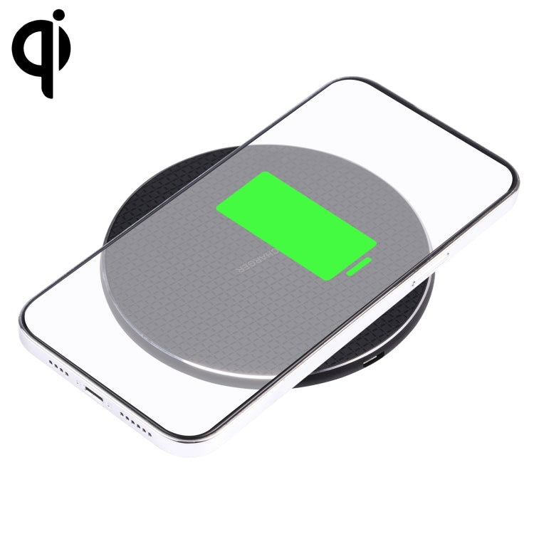 10W QI 格子圖案圓形金屬款無線充電器