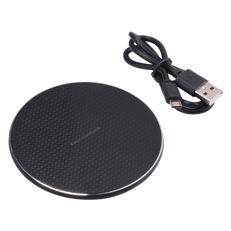 10W QI 格子圖案圓形金屬款無線充電器