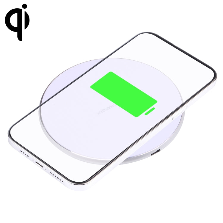 10W QI 格子圖案圓形金屬款無線充電器