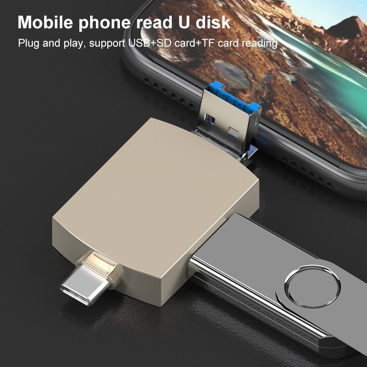 3合一 Type-C轉USB+8 Pin OTG適配器TF / SD卡讀卡器
