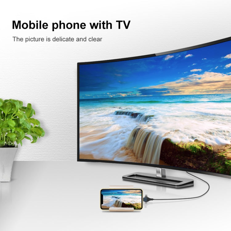 P8J鋁 3合一 8 Pin+Micro USB+Type-C轉HDTV 同屏線，線長：2m