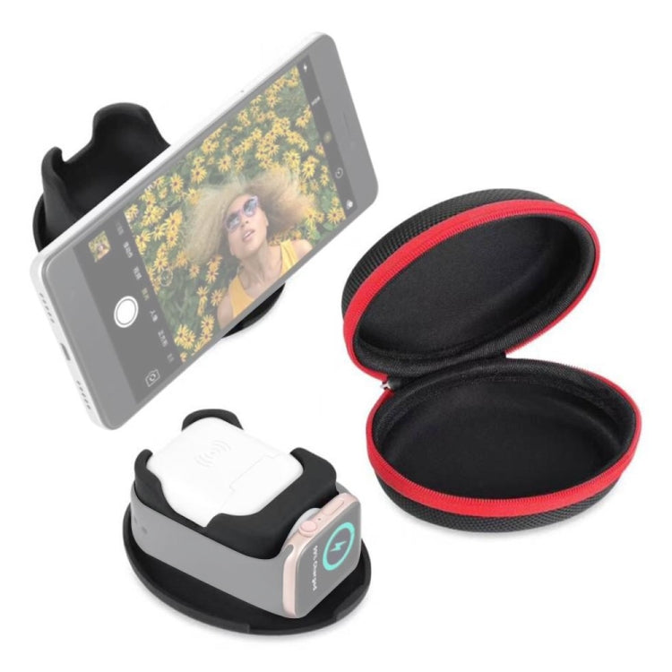 3合一 充電器支架底座適用於手錶&AirPods 帶拉鏈式收納包&登山扣