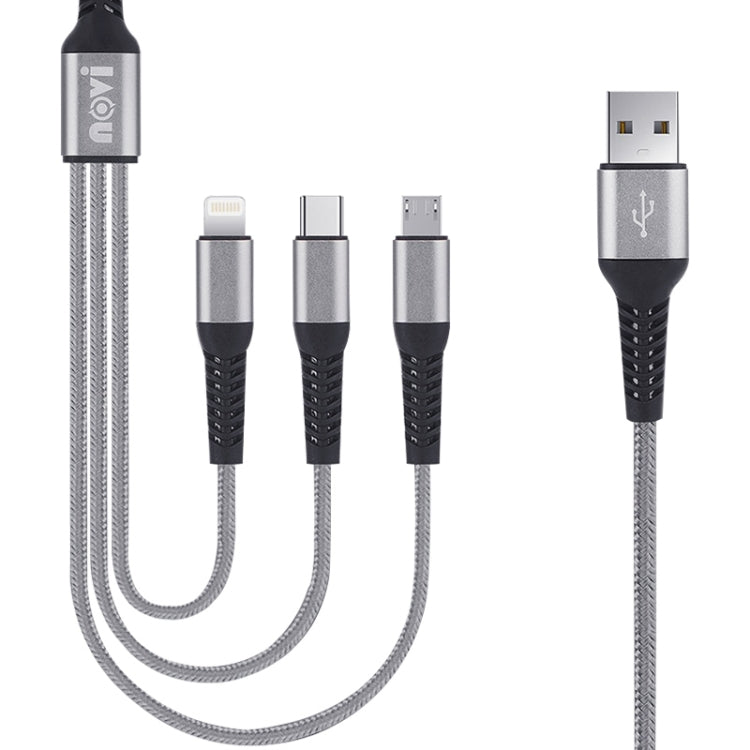 IVON CA39 1.2m 2.4A USB轉8 Pin+Type-C+Micro USB 三合一充電線