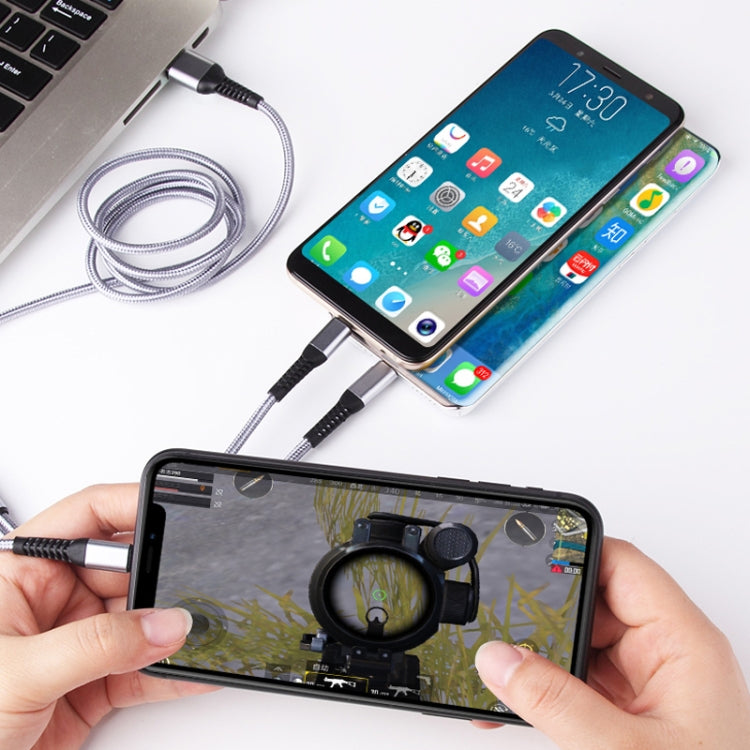 IVON CA39 1.2m 2.4A USB轉8 Pin+Type-C+Micro USB 三合一充電線
