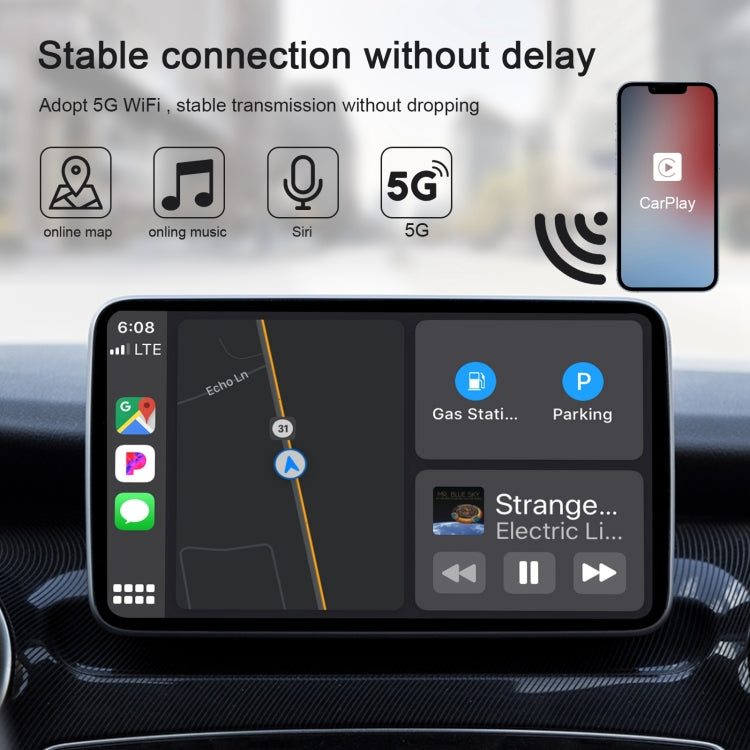 USB + Type-C 有線轉無線適配器 適用於iPhone Carplay