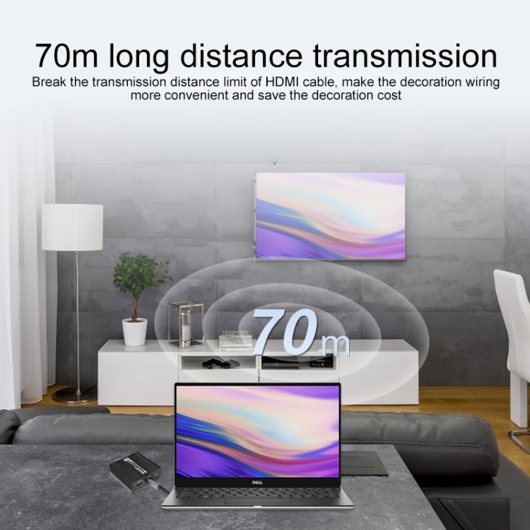 Measy ET100 HDMI Extender Transmitter + Receiver Converter Ethernet Cable, Transmission Distance: 70m