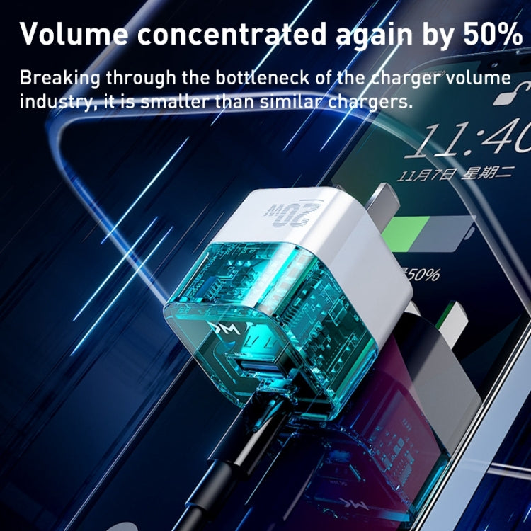 WK WP-U149 20W 先鋒USB+Type-C 雙接口透明充電器，規格：美規