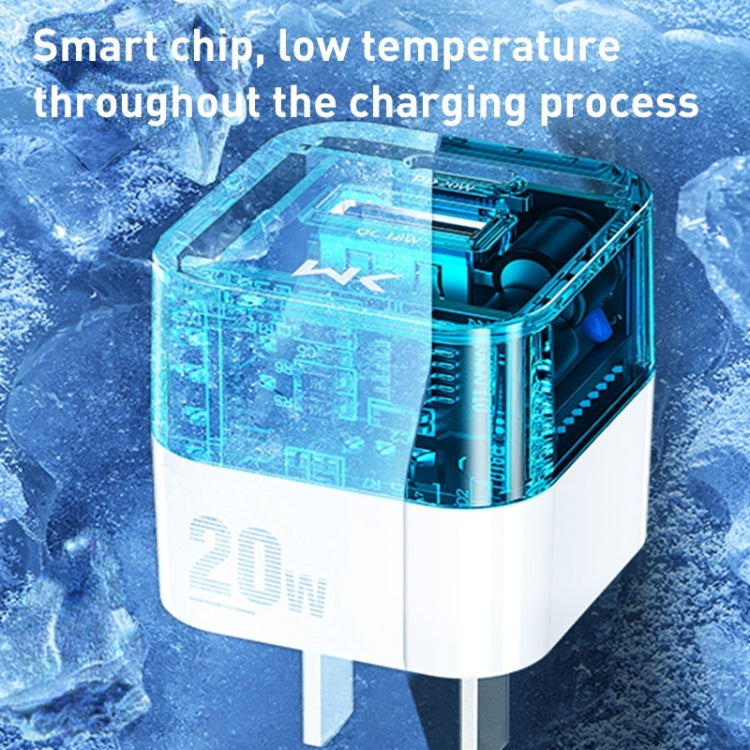 WK WP-U149 20W 先鋒USB+Type-C 雙接口透明充電器，規格：美規