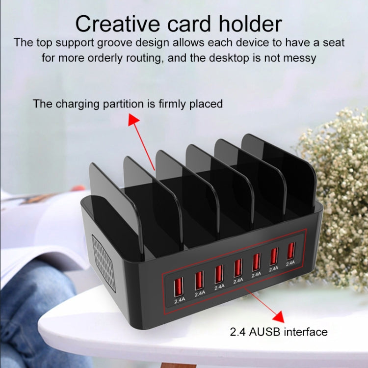 YFY-A52 100W 2.4A 7口USB智能充電站帶手機平板支架