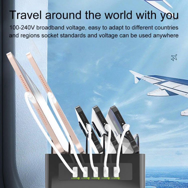 YFY-A52 100W 2.4A 7口USB智能充電站帶手機平板支架