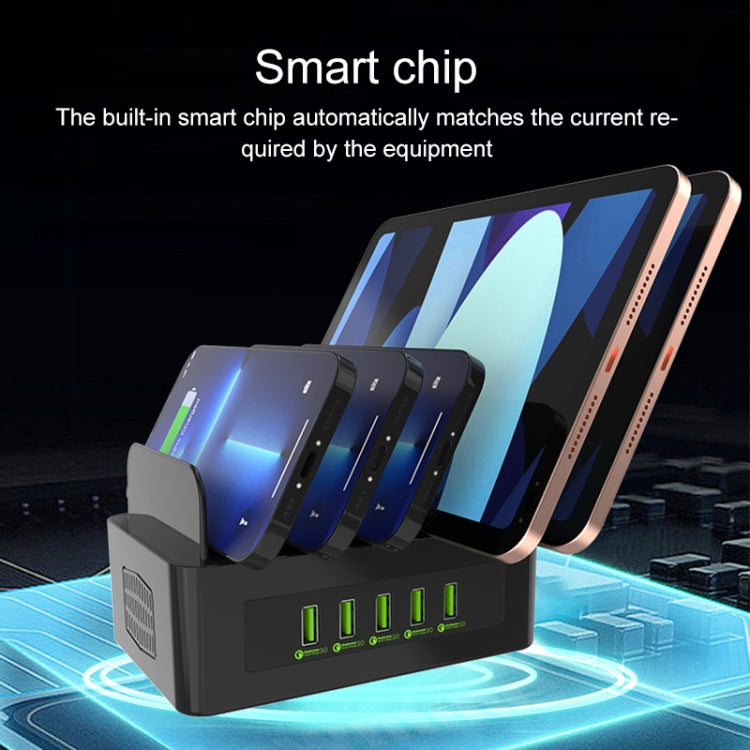 YFY-A53 100W QC3.0 5口USB智能充電站帶手機平板支架