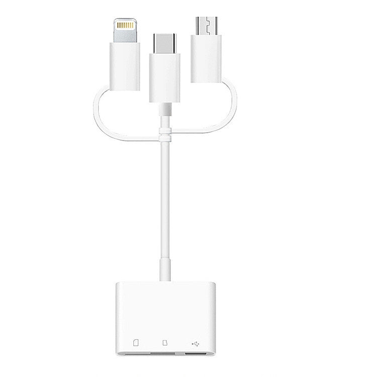 8 Pin Micro USB Type-C 轉 USB +SD + TF 三合一相機適配器