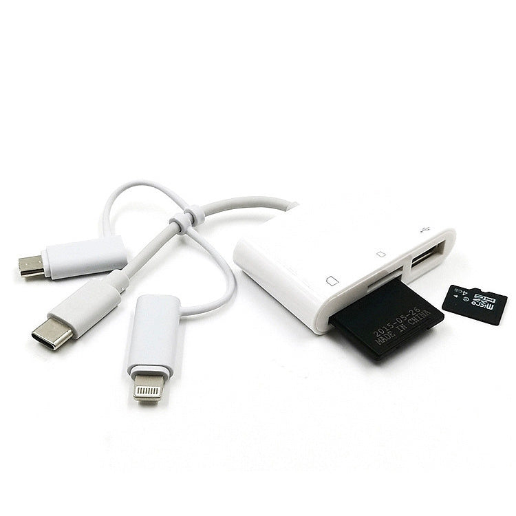 8 Pin Micro USB Type-C 轉 USB +SD + TF 三合一相機適配器