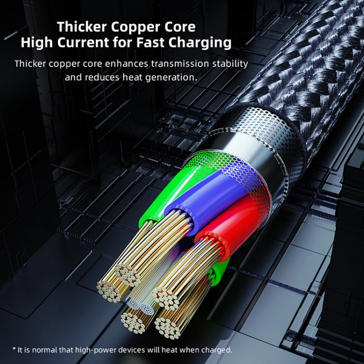 ROCK RCB0811 M3 20W Type-C轉8 Pin鋅合金快充手游數據線，線長：1m