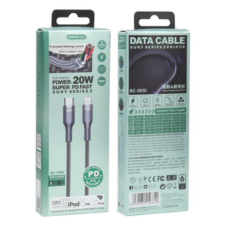 REMAX RC-009i 1m 2.22A Type-C轉8 Pin 速睿2 20W PD快充數據線