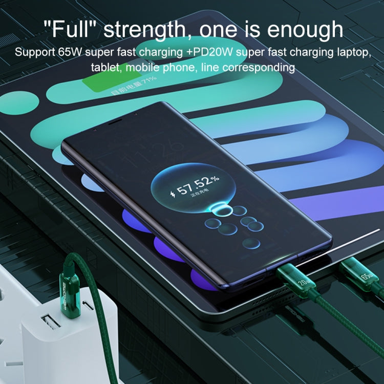 WK WDC-194 先鋒系列二合一 65W Type-C轉Type-C+8 Pin快充數據線，線長：1m