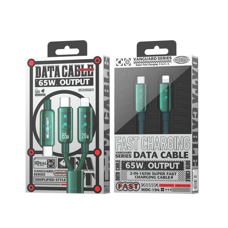 WK WDC-194 先鋒系列二合一 65W Type-C轉Type-C+8 Pin快充數據線，線長：1m