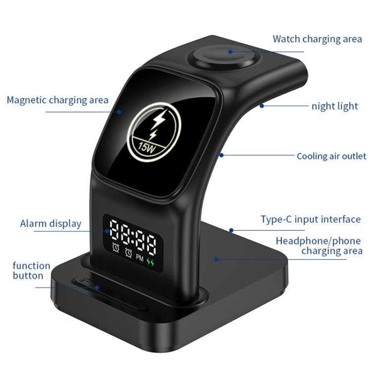 YP-HY05 15W 五合一磁吸多功能無線充電器帶時鐘