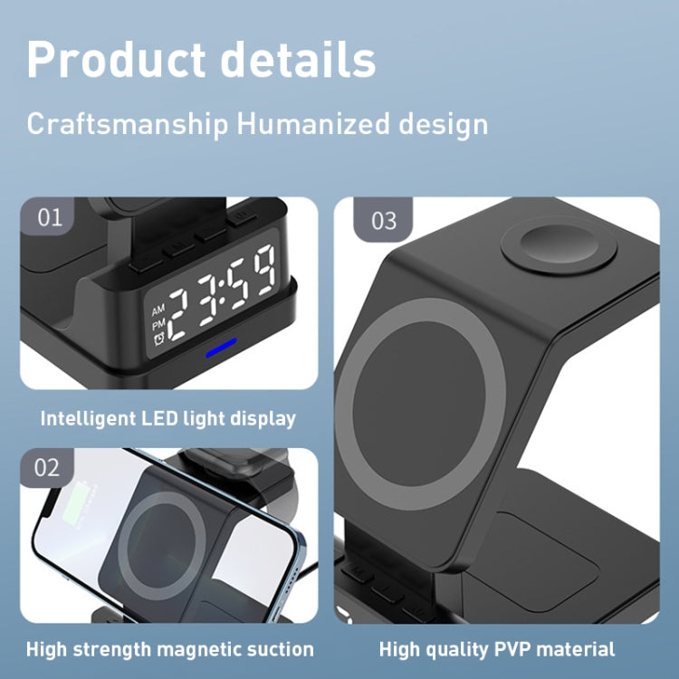 15W 四合一磁吸時鐘桌面立式無線充電器