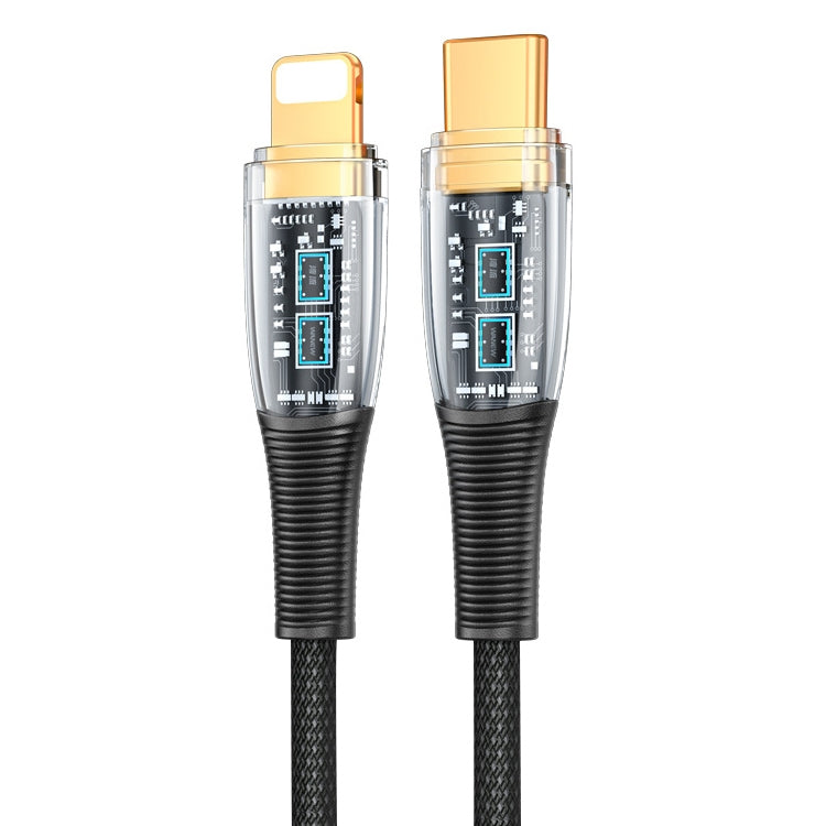 Mutural Li-CC010 酷派系列 PD20W Type-C轉8 Pin 透明充電數據線1.2米