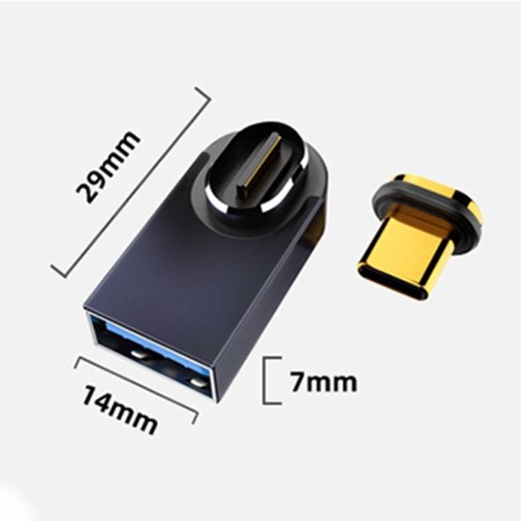 10 Gbps USB母頭轉Type-C公頭磁吸中形彎頭充電適配器