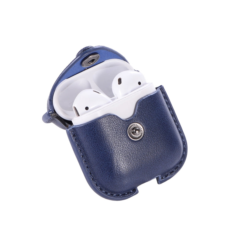 適用於蘋果 AirPods 1/2代通用 PU皮無線藍牙耳機保護殼 帶五金扣