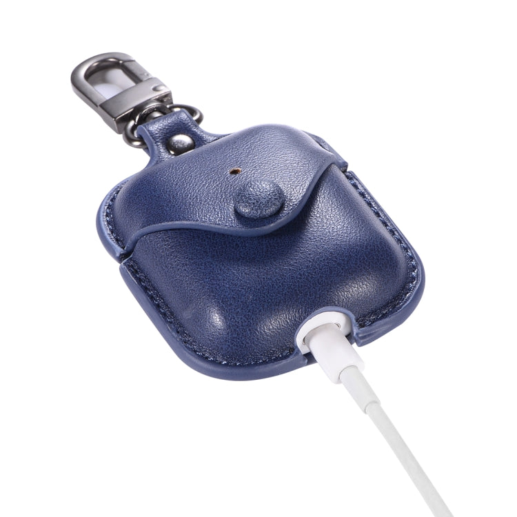適用於蘋果 AirPods 1/2代通用 PU皮無線藍牙耳機保護殼 帶五金扣