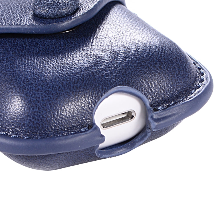 適用於蘋果 AirPods 1/2代通用 PU皮無線藍牙耳機保護殼 帶五金扣 , For Apple AirPods 1 / 2