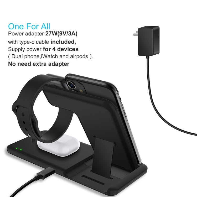 Q20 4合一無線充帶適配器 適用於iPhone/Apple Watch/AirPods，支持雙手機充電