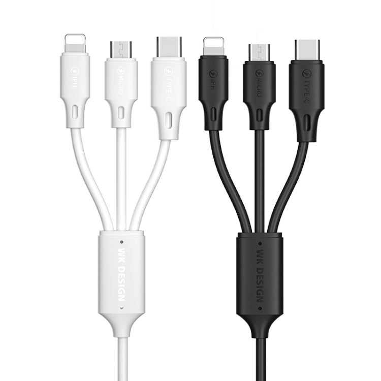 WK WDC-103 3A 8 Pin+Micro USB+Type-C全速Pro三合一充電線，長度：1.15米