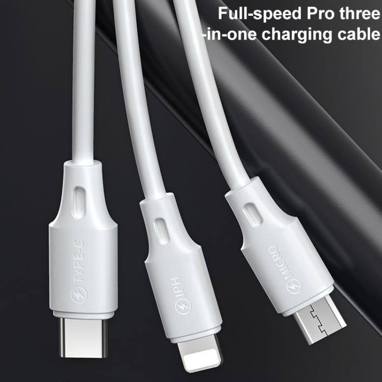 WK WDC-103 3A 8 Pin+Micro USB+Type-C全速Pro三合一充電線，長度：1.15米