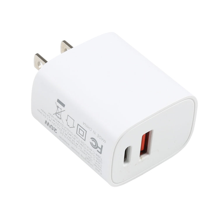 U087 20W Type-C+USB雙接口旅行充，美規