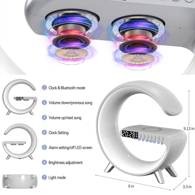 N69 智能藍牙音箱 支持無線充電器&鬧鐘&氛圍燈，歐規