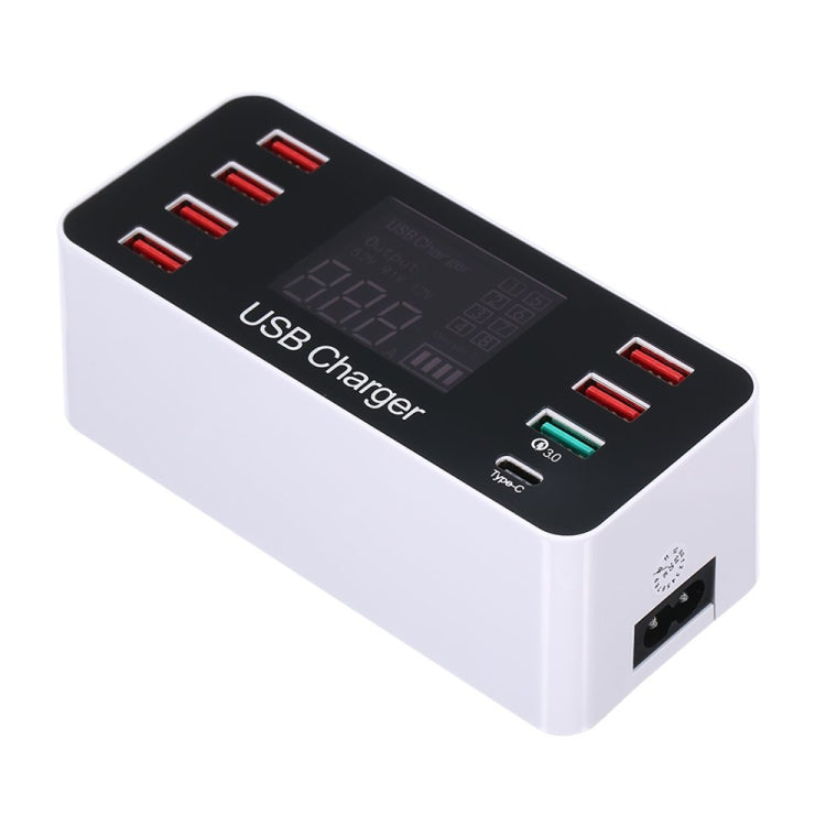 A9 Plus  多功能AC 100V~240V 8口USB LCD显示屏QC3.0快速智能充電器 帶無線充