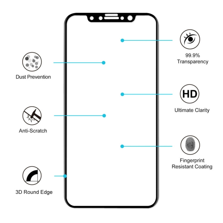 ENKAY 草帽王子 適用於iPhone X 0.26mm厚度 9H表面硬度 3D曲面全屏覆蓋熱彎鋼化膜