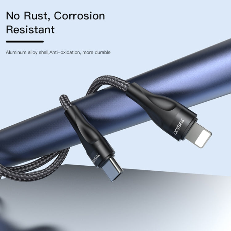 Yesido CA82 2.4A Type-C轉8 Pin充電線, 線長: 30厘米