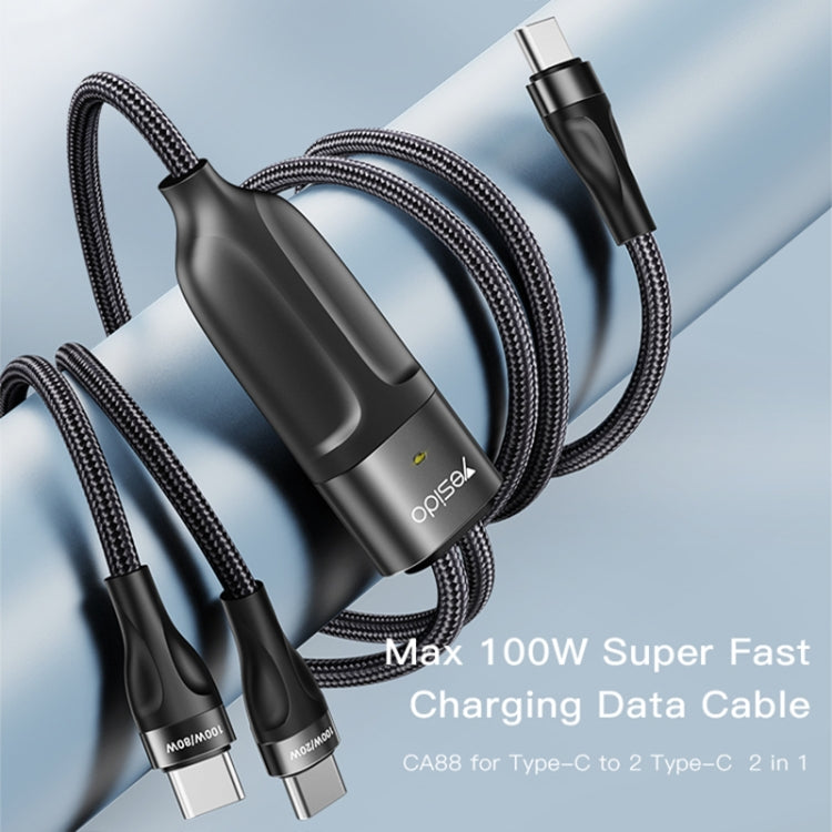 Yesido CA88 2合1 Type-C轉Type-C充電線, 線長: 1.4米