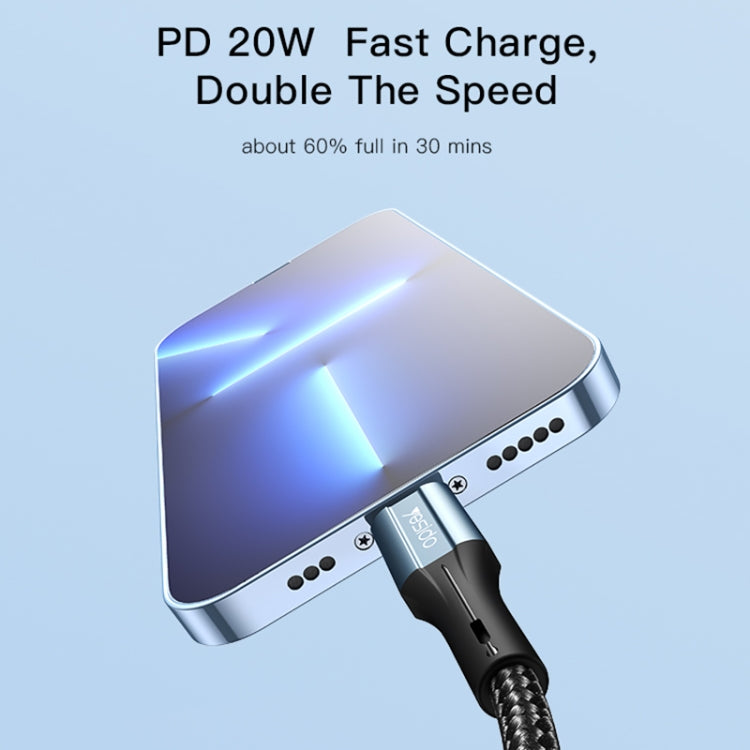 Yesido CA95 3A 20W Type-C轉8 Pin充電線, 線長: 1.2米
