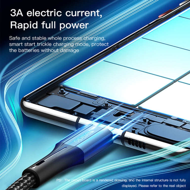 Yesido CA96 3A 66W Type-C轉Type-C充電線, 線長: 1.2米