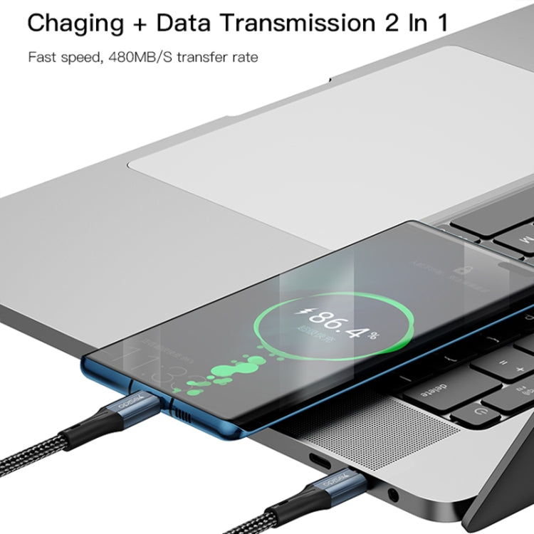 Yesido CA96 3A 66W Type-C轉Type-C充電線, 線長: 1.2米