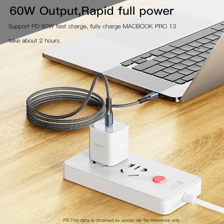 Yesido CA96 3A 66W Type-C轉Type-C充電線, 線長: 1.2米