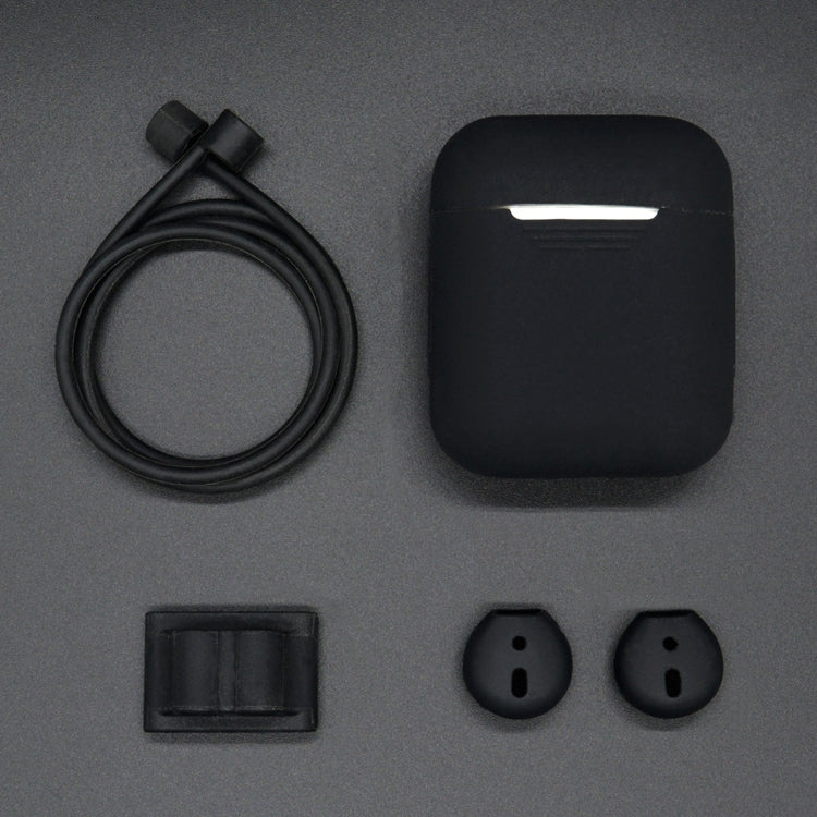 適用於蘋果AirPods 1/2代通用無線耳機保護套套裝 防丟繩+耳機套+掛扣+耳塞套